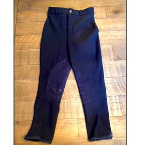 TuffRider Youth Size 8 Black Front Zip Ribbed Knee Patch Breeches